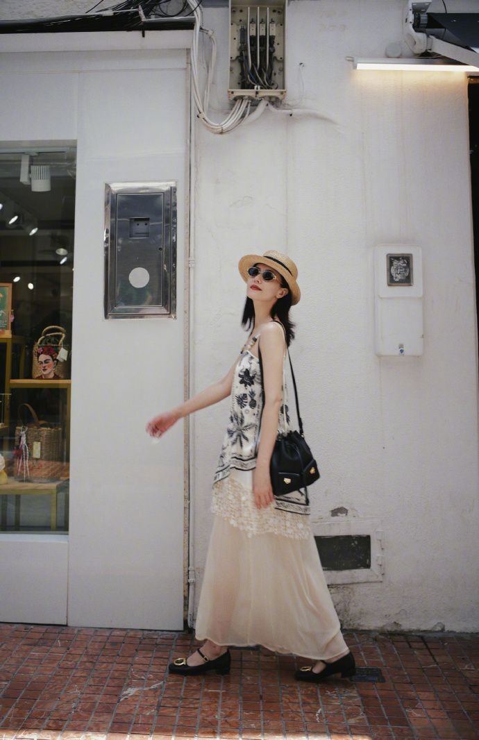 Floral lace tank top with sheer skirt
