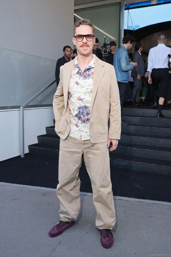 Benedict Cumberbatch in a floral shirt and casual suit