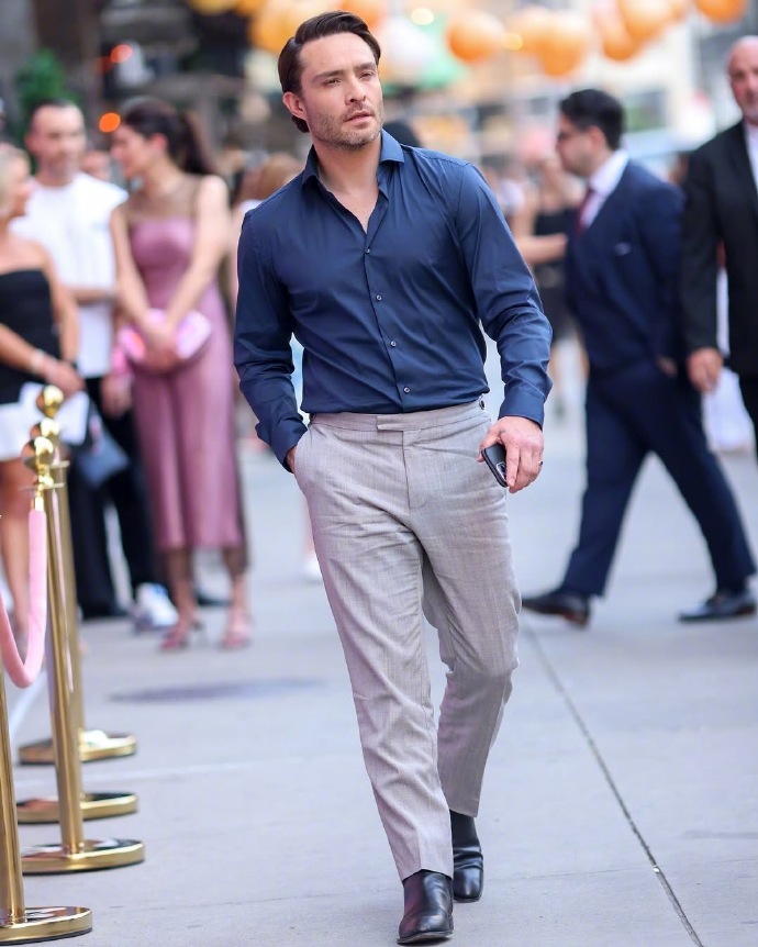 Celebrities attending Lancome events: Dress shirt & trousers combination