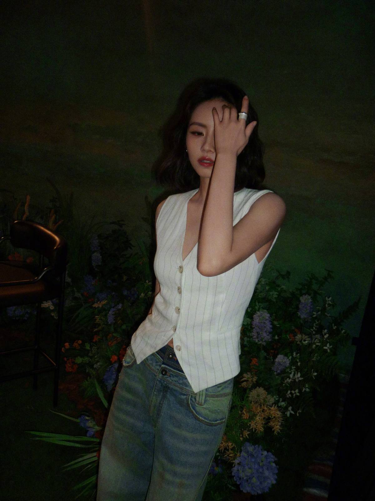 Outfit of the night: Sleeveless vest & jeans