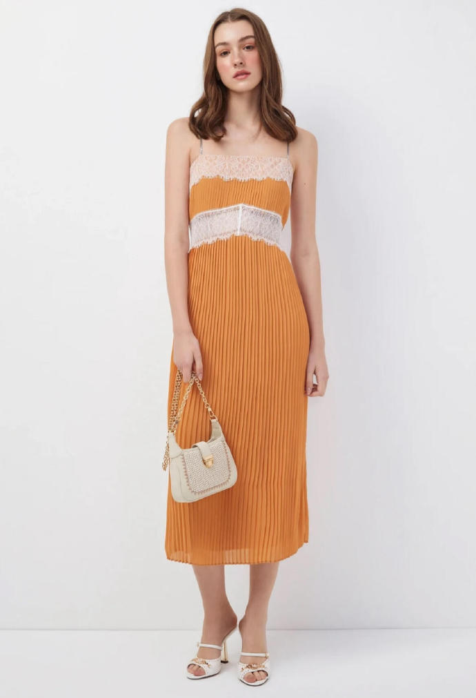 Yellow spaghetti strap midi dress