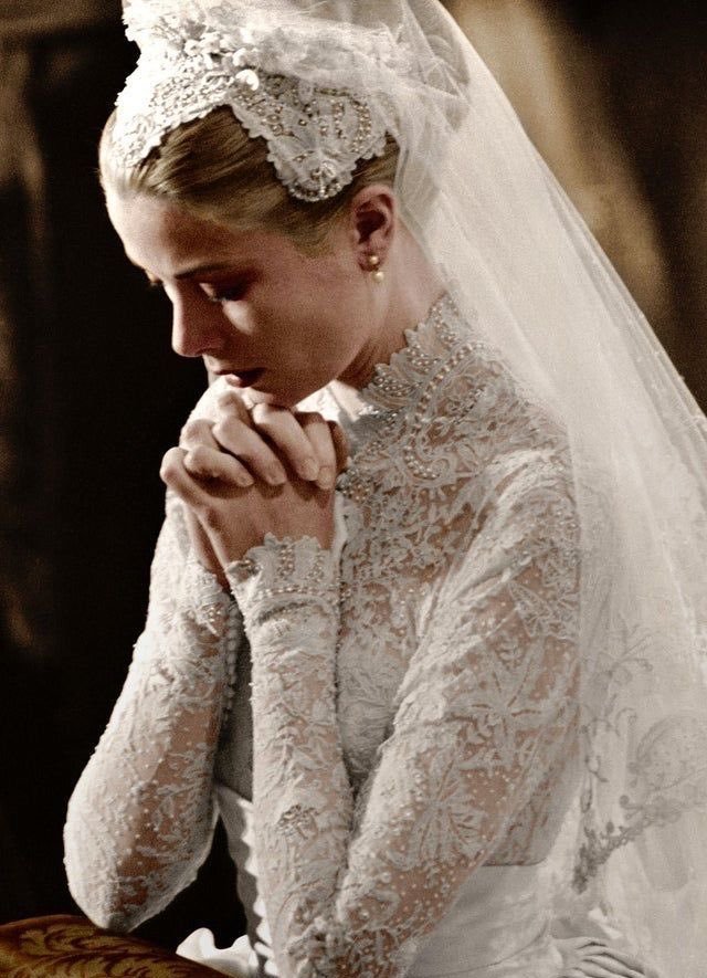 Wedding dress with veil