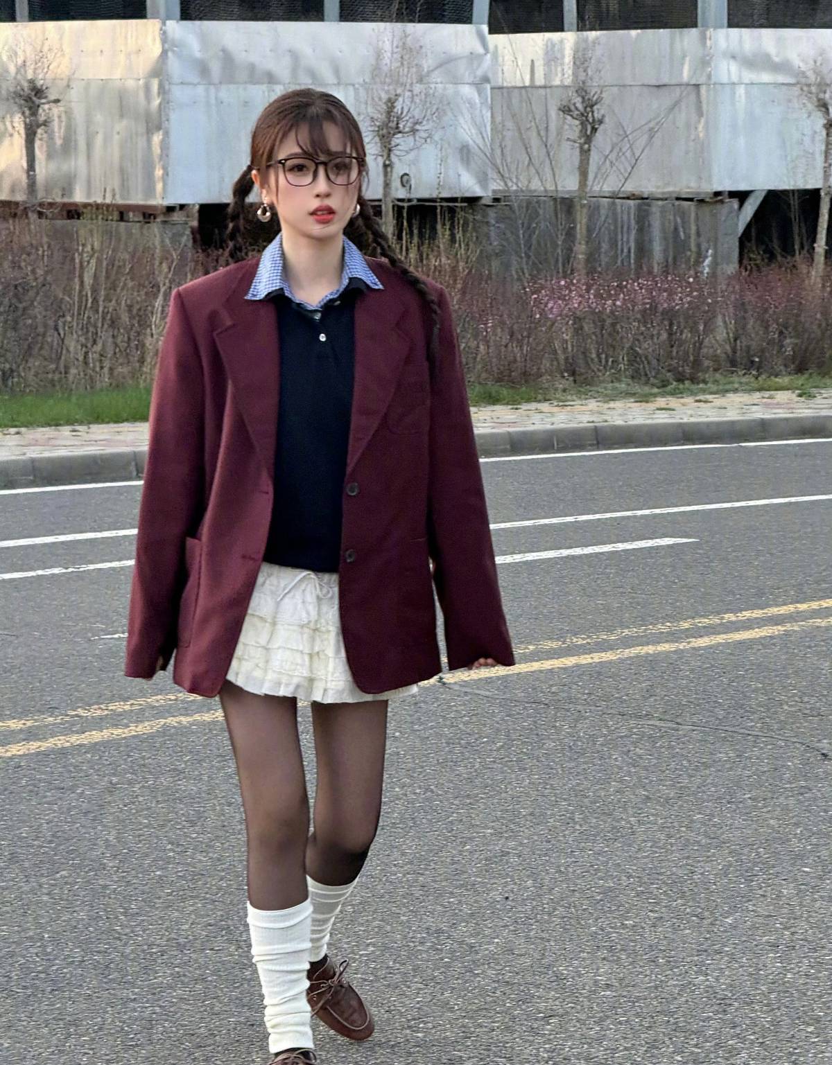 Elegant blazer paired with mini skirt