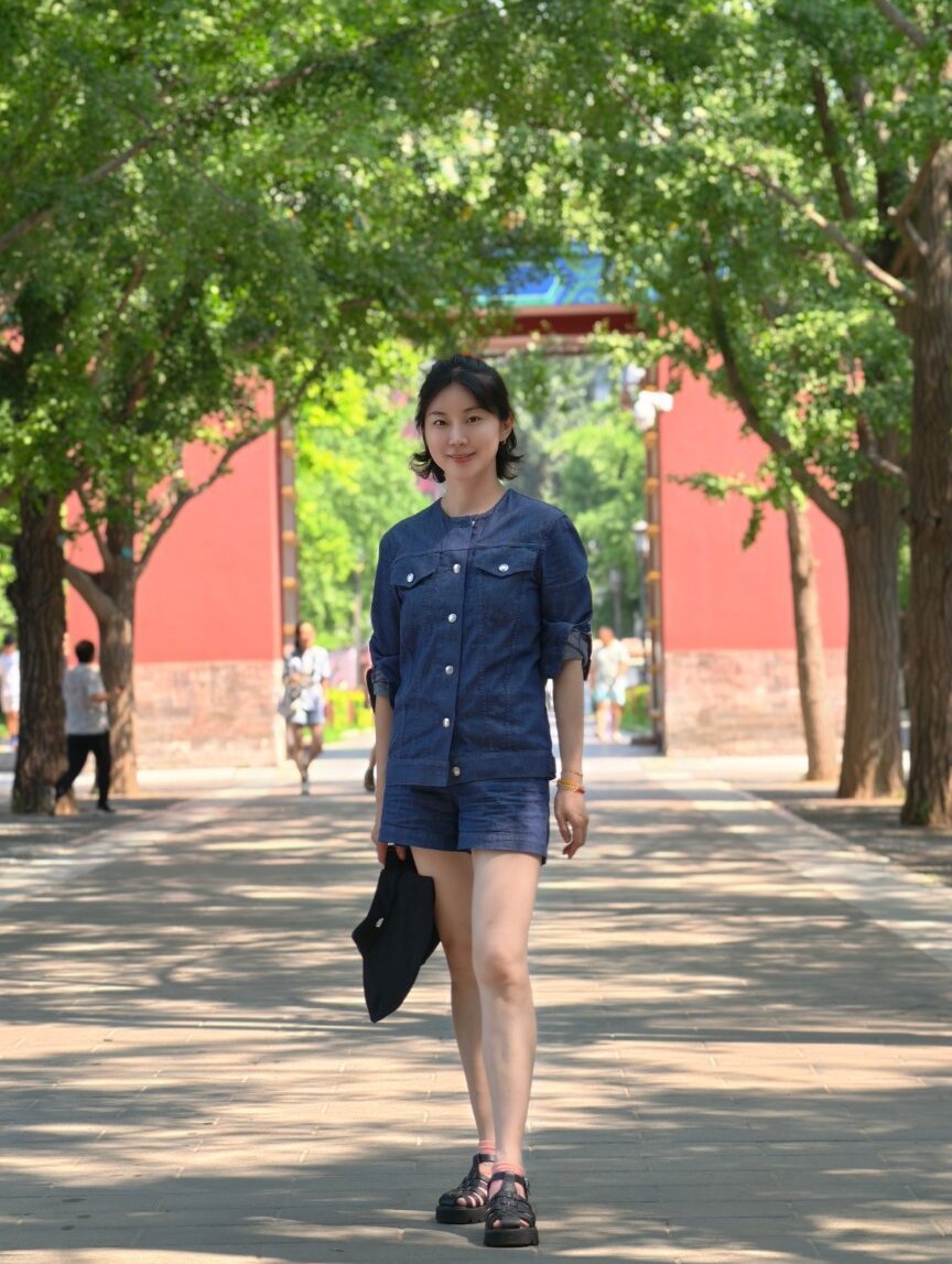 Denim jacket with denim shorts