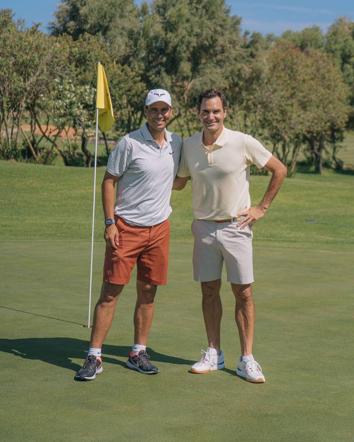 Two retired tennis players meet up to play golf