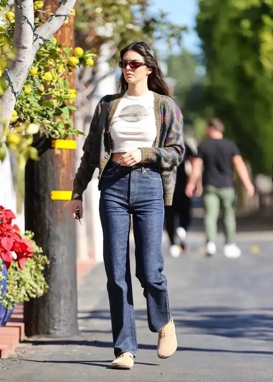 Kendall Jenner's more casual street style look.