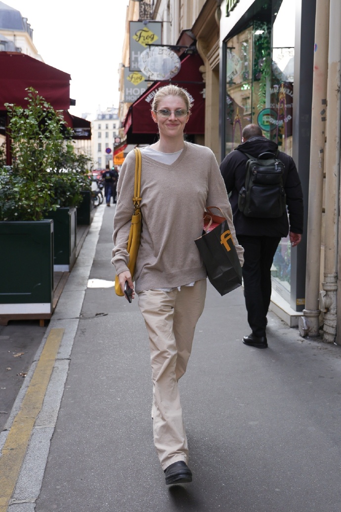 Hunter Schafer sports a comfortable and casual outfit on the streets of Paris.