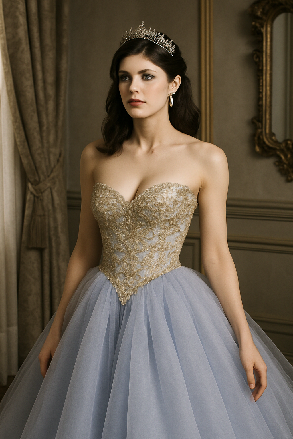 Alexandra Daddario in a Timeless Princess Dress