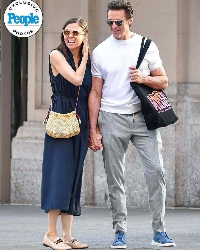 Summer couple outfits: 'Wolverine' Hugh Jackman and girlfriend Sutton Foster's New York street style