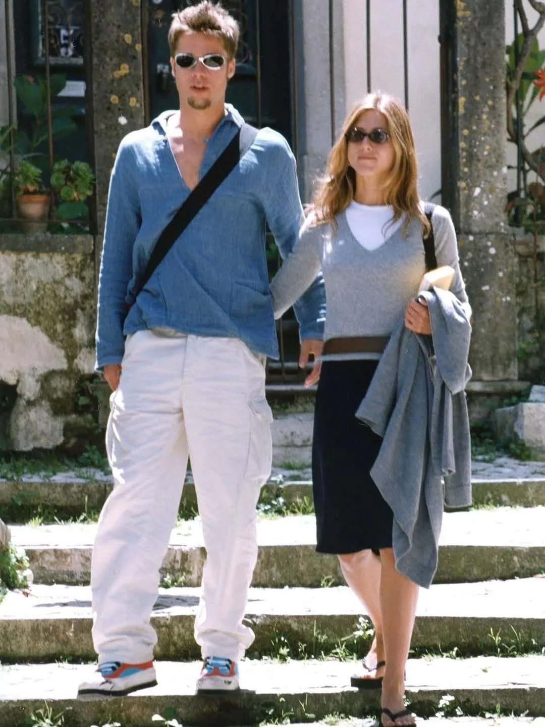 Casual Denim and Cargo Pants Duo with Coordinated Layered Neutrals