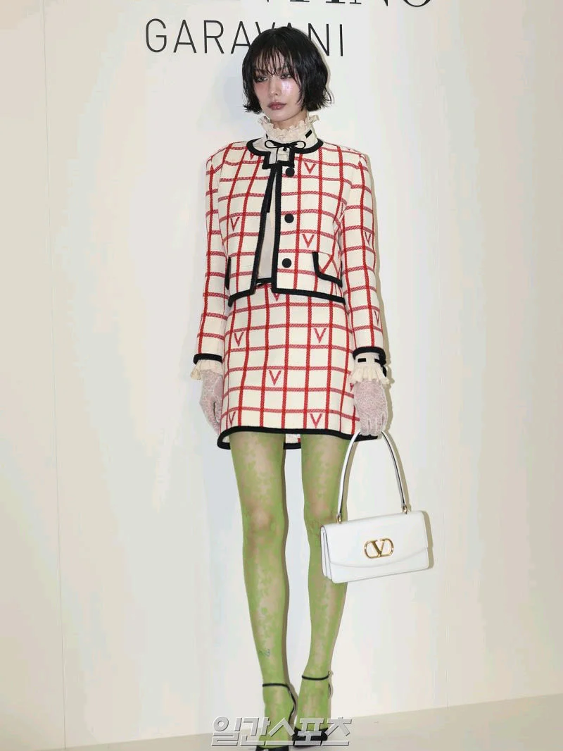 Bold Checkered Suit with Neon Green Tights and Ruffled Collar Misadventure
