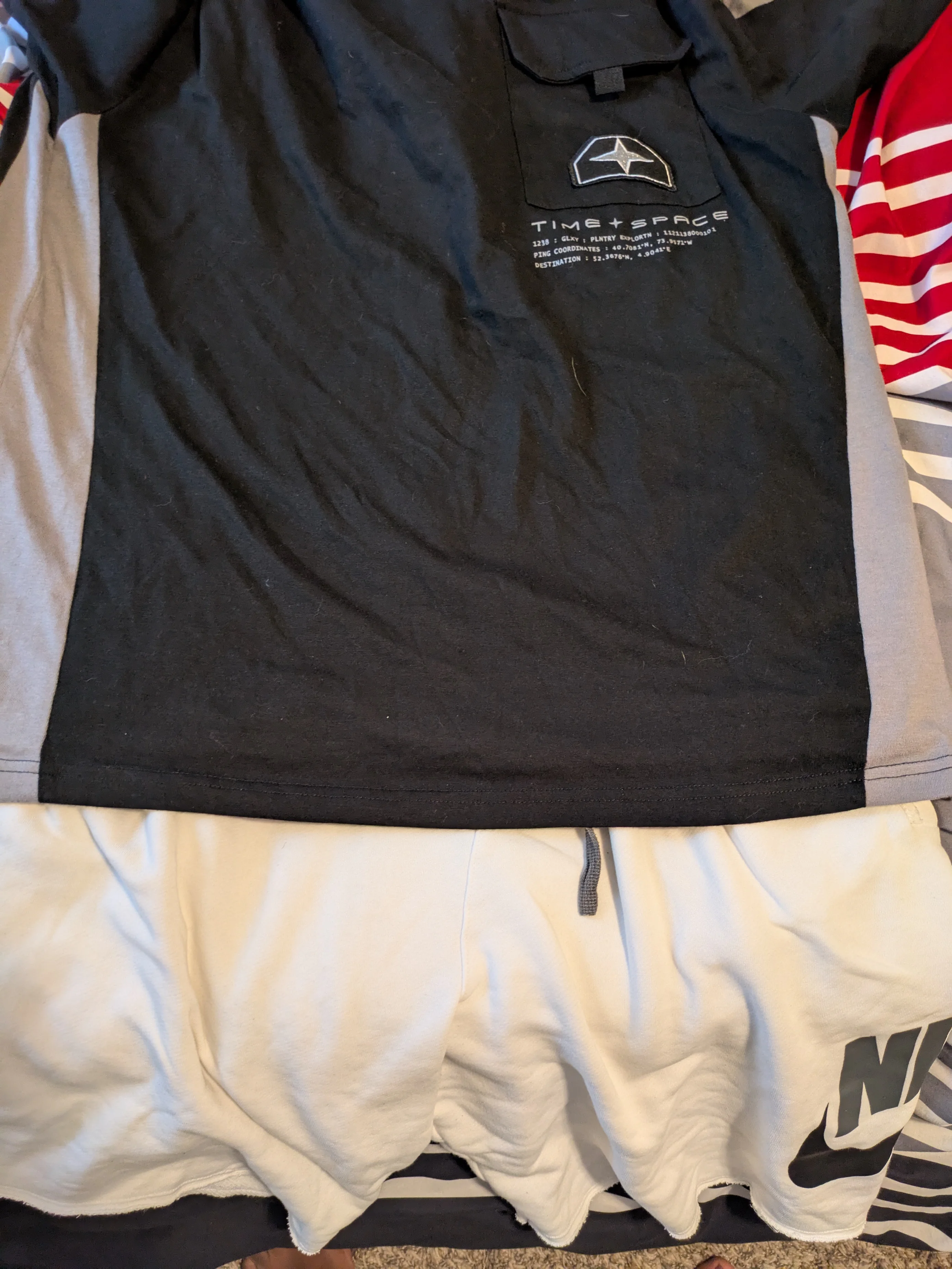 Casual Black and Gray T-Shirt with Light Gray Logo Shorts