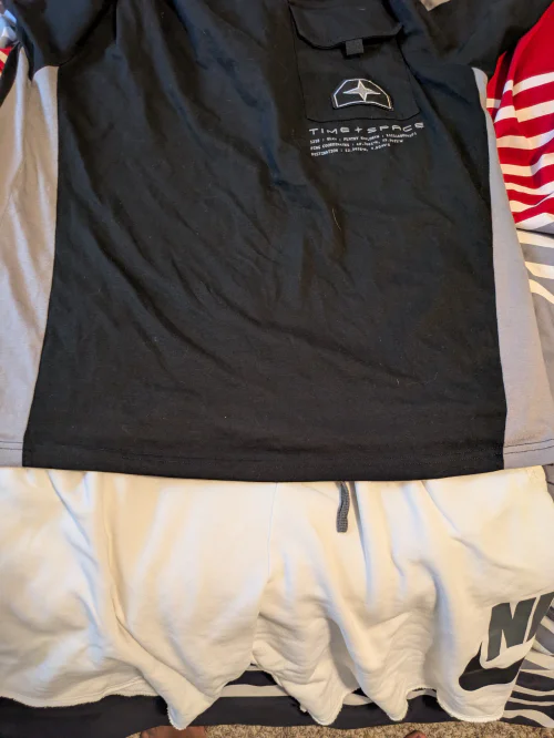 Casual Black and Gray T-Shirt with Light Gray Logo Shorts