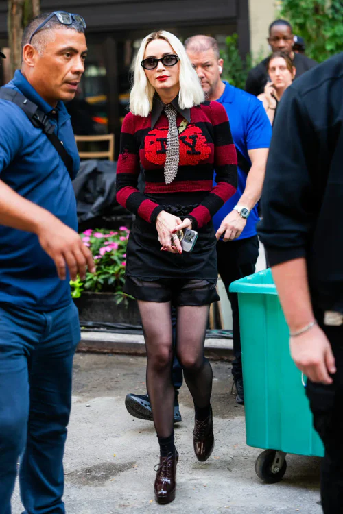 Edgy Red and Black Striped Top with Black Mini Skirt and Statement Necklace