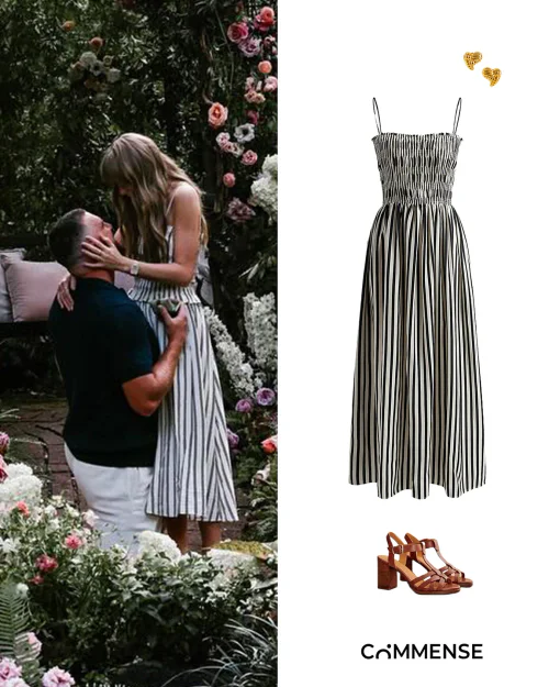Timeless Striped Dress with Brown Chunky Sandals - Effortless Elegance