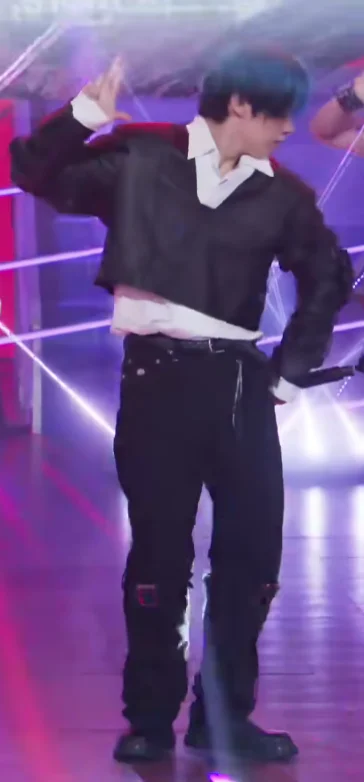 Edgy Cropped Sweater and Classic Collared Shirt with Black Detailed Pants