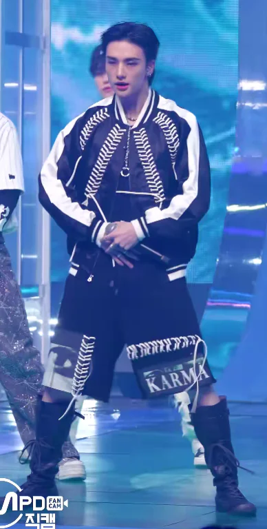 Striking Black and White Graphic Streetwear with Combat Boots