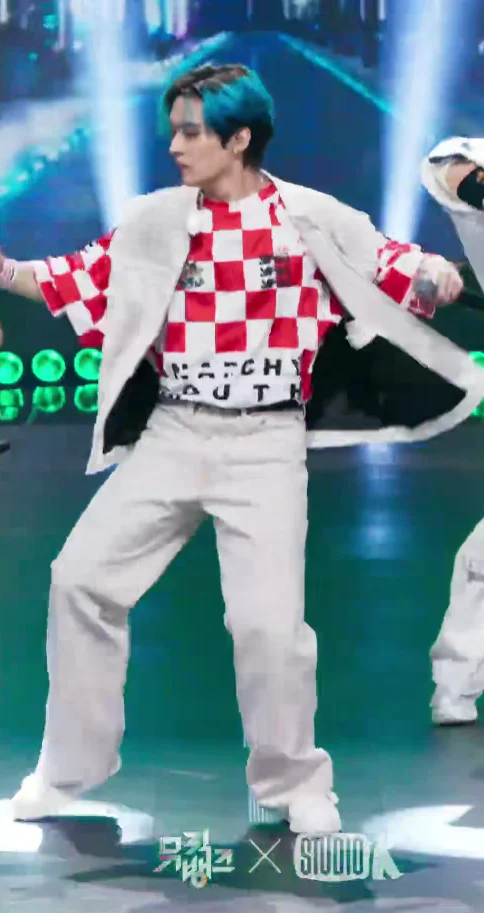Bold Red and White Checkered Shirt with Light Pants and Jacket for Performance Style