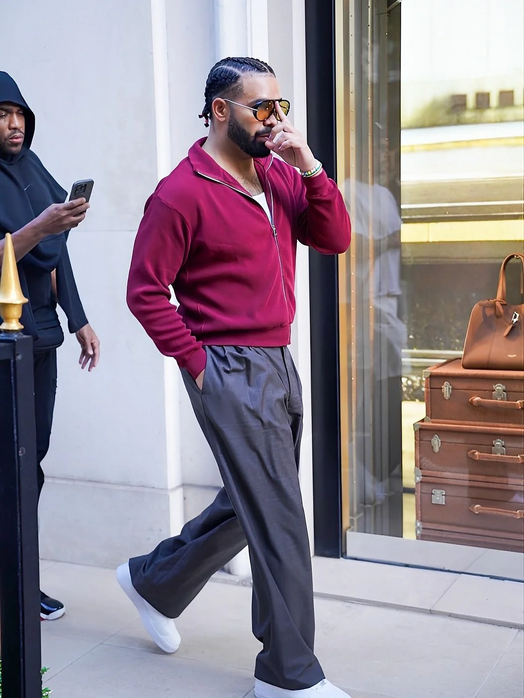 Casual Chic with Burgundy Top and Gray Trousers: Effortless Style for the Modern Man