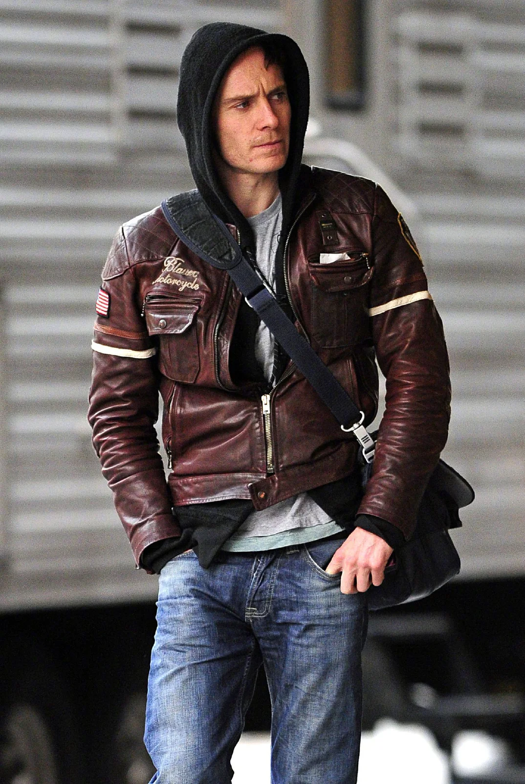 Rugged Urban Style with Leather Jacket and Hoodie