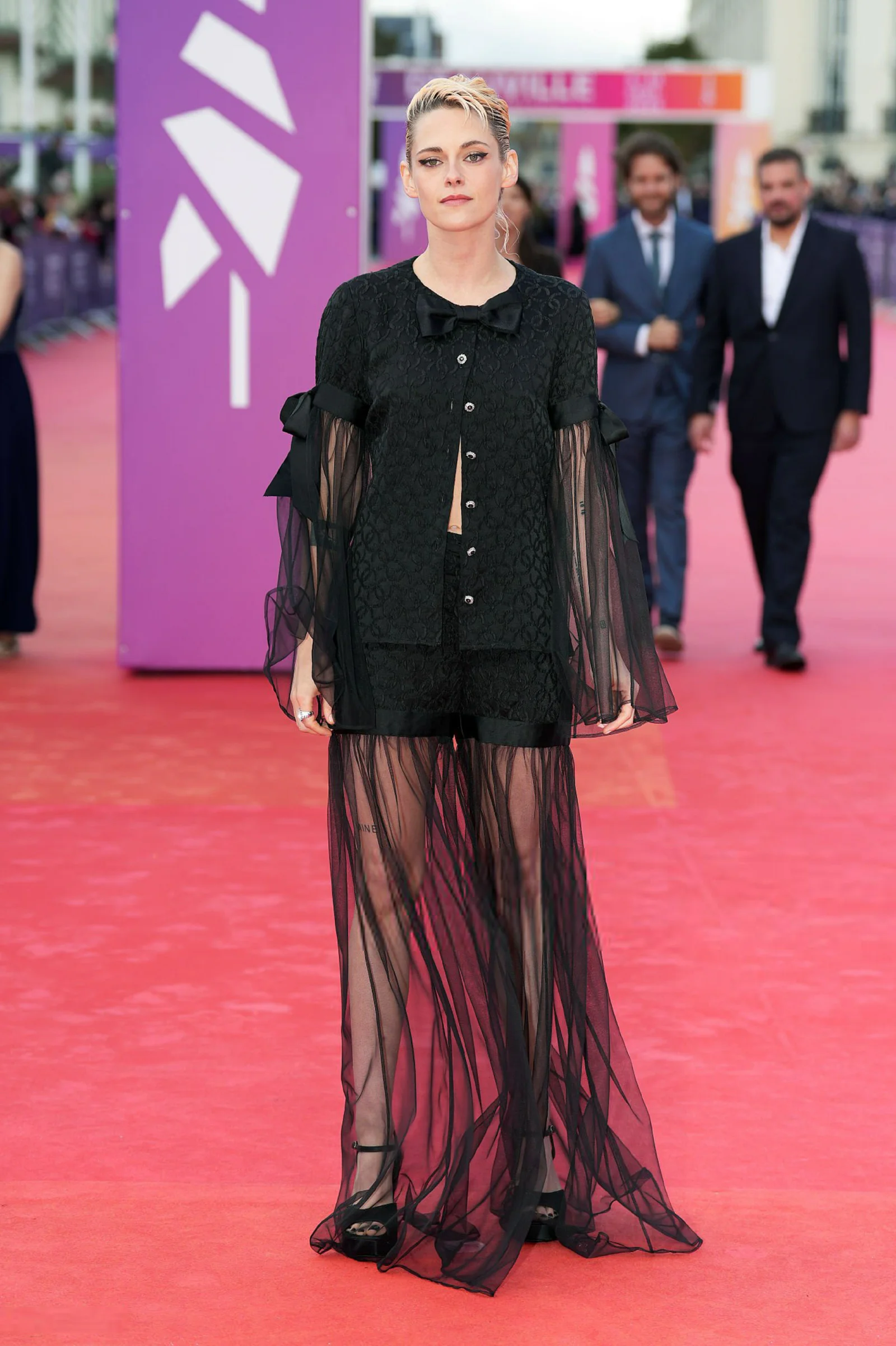 Sheer Black Elegance with Feminine Bow Detail and Long Overlay