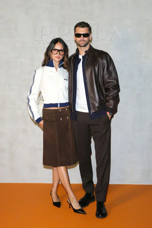 Chic Brown and White Ensemble with Stylish Leather and Sporty Accents