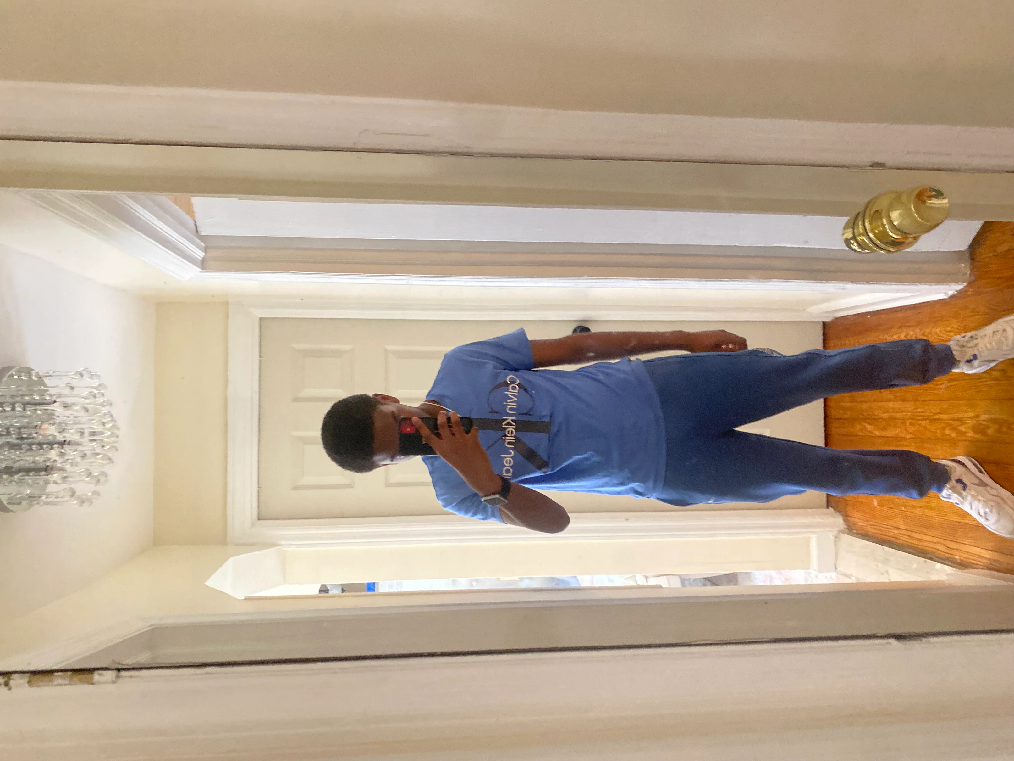 Casual Monochrome Style with Light Blue Tee and Joggers