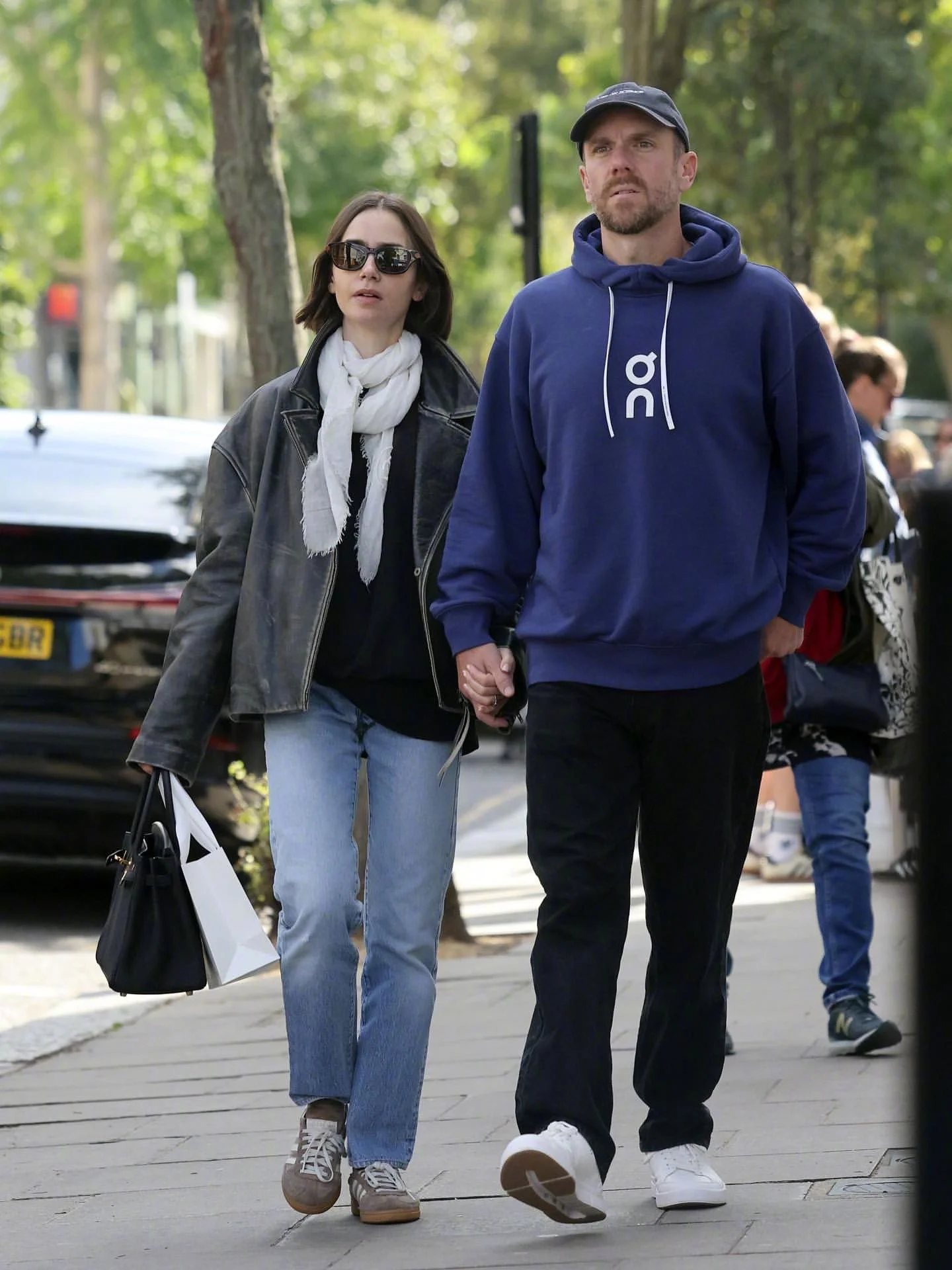 Casual Street Style with Biker Jacket and Blue Hoodie
