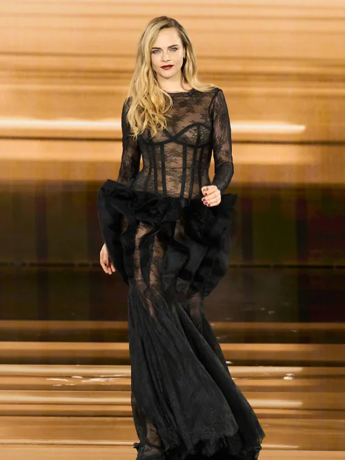 Elegant Black Lace Evening Dress with Sheer Detailing
