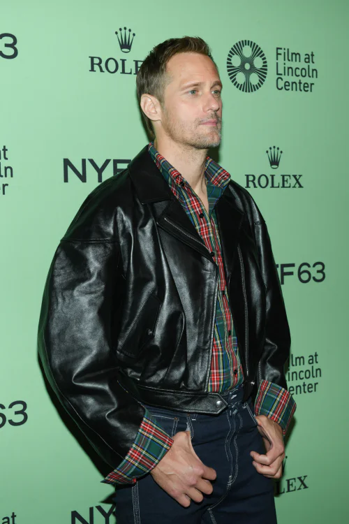 Bold Black Leather and Plaid Shirt Fusion with Contrasting Details