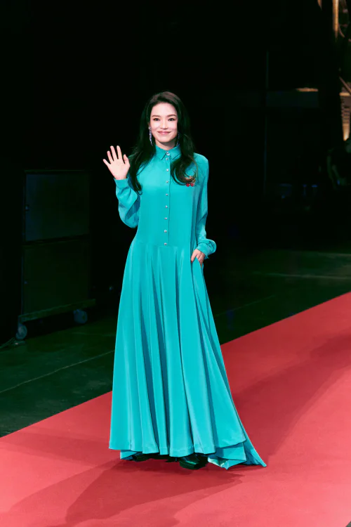 Aquamarine Elegance: Long Turquoise Dress with Button-Up Detail