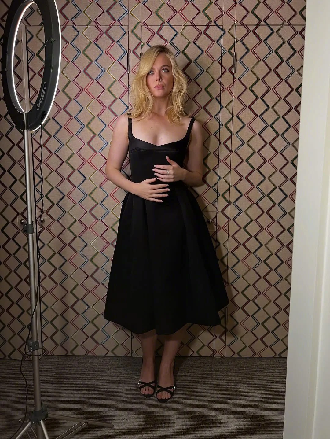 Elegant Black Midi Dress with Strappy Sandals for Timeless Sophistication