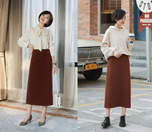 Elegant Cream Blouse and Brown Skirt Versatility: From Formal to Casual Chic