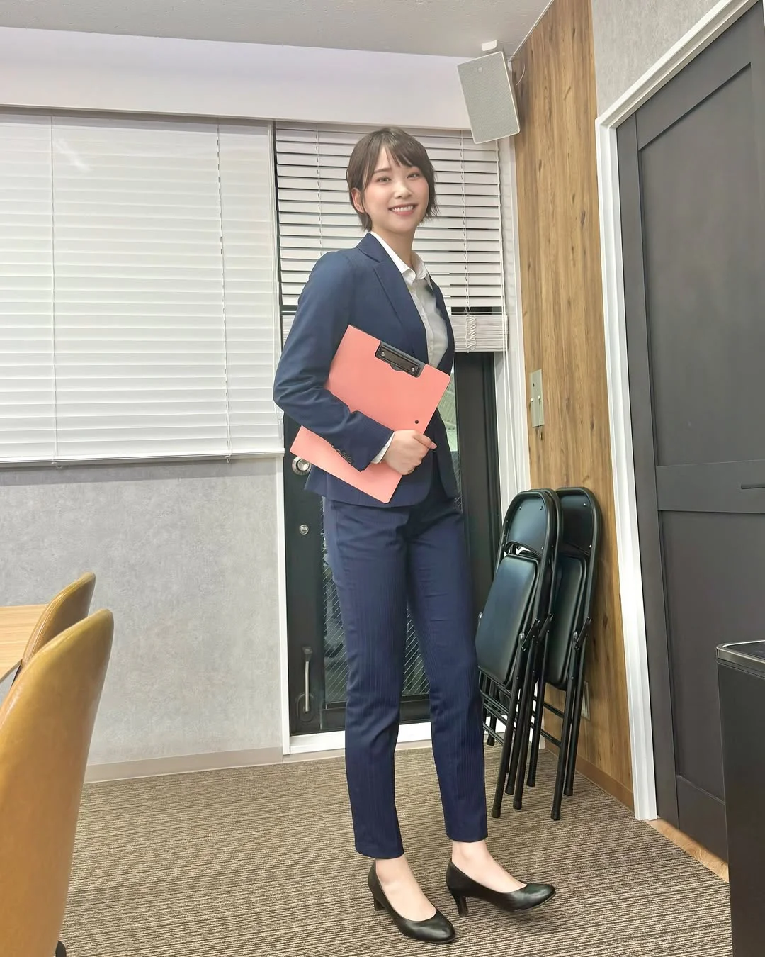 Navy Suit with White Blouse for Professional Business Look