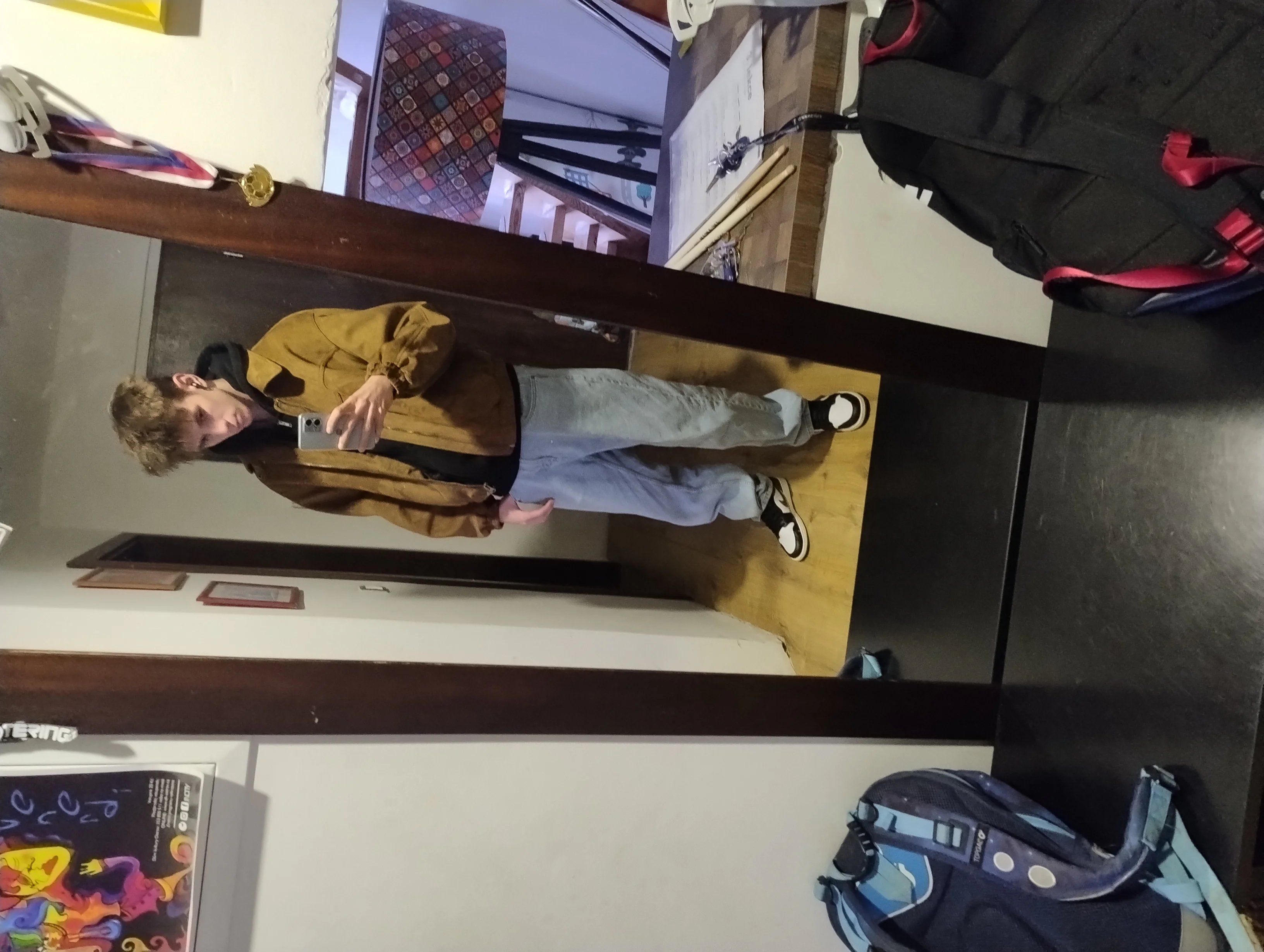 Casual Chic with Tan Jacket and Light Gray Pants