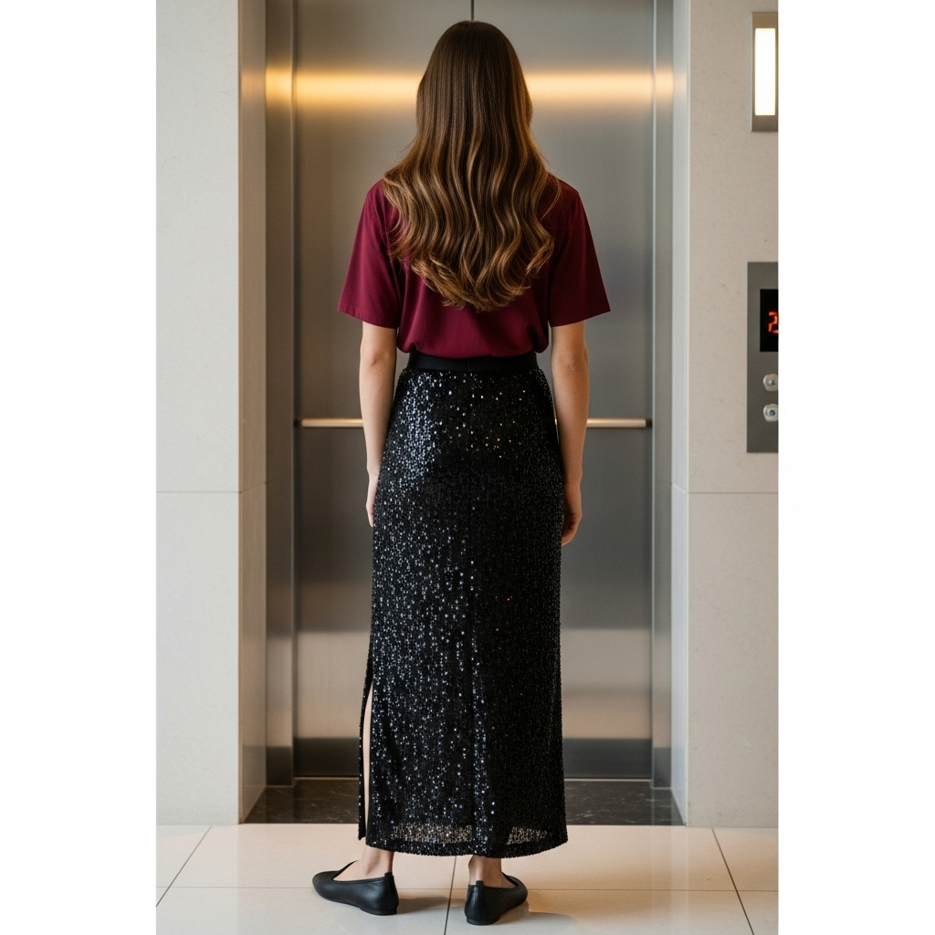Stylish top and sequin skirt